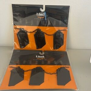 2 HALLOWEEN Vtg Black Metal BANNER Garland Holiday Decor 120’’ Total-2 Packages